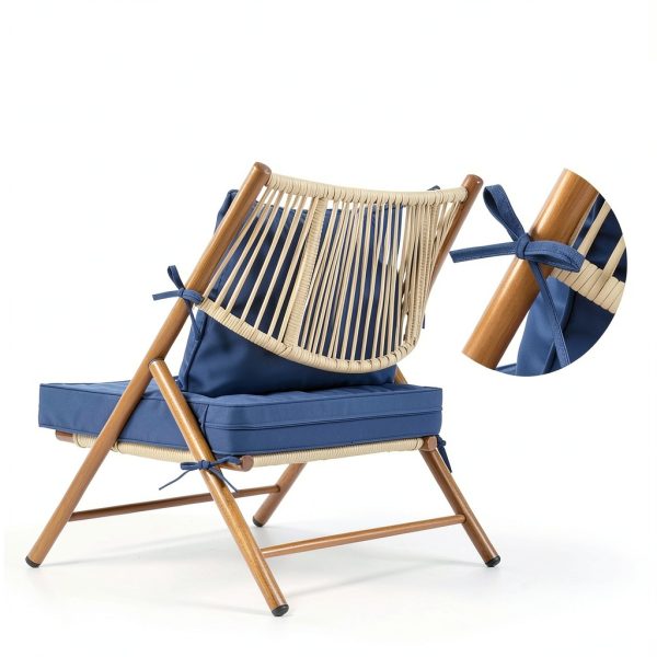 Navy Blue Outdoor Cushion WEOAVRY Foam Rectangular-7