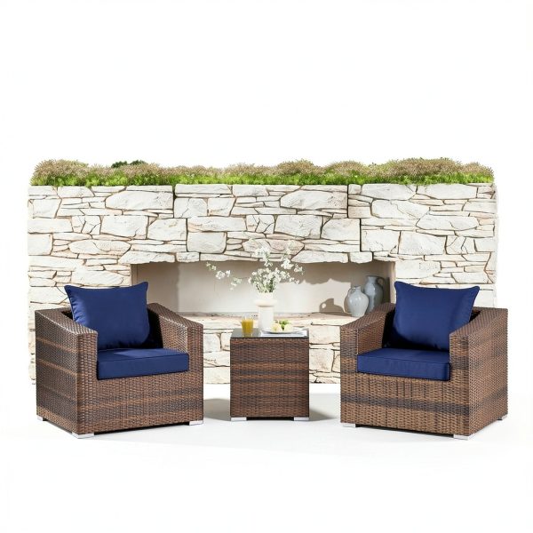 Navy Blue Outdoor Cushion WEOAVRY Foam Rectangular-5