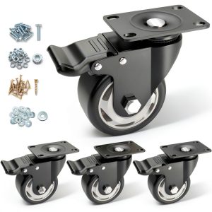 Caster Wheels BOSGEOT 3 Inch Heavy Duty Locking Plate Casters Set of 4-0