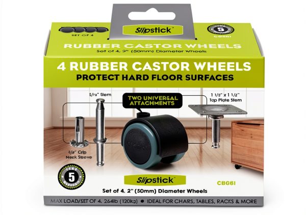 Slipstick CB681 2 Inch Floor Protector Rubber Caster Wheels-3