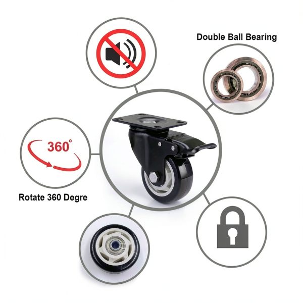 Caster Wheels BOSGEOT 3 Inch Heavy Duty Locking Plate Casters Set of 4-4