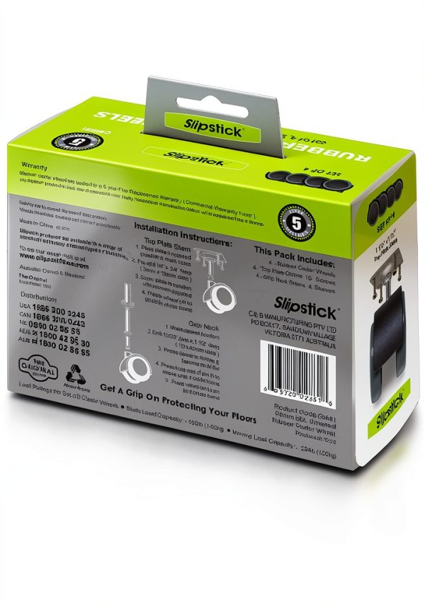 Slipstick CB681 2 Inch Floor Protector Rubber Caster Wheels-7