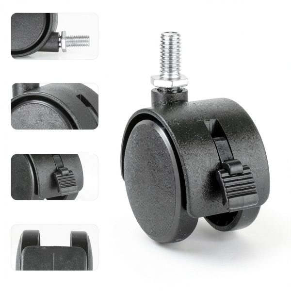 4 Pack 1.5" Swivel Stem Caster Wheels by Dalyndar Metal Locking Brake-5