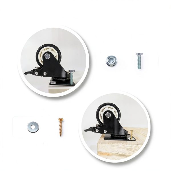 Caster Wheels BOSGEOT 3 Inch Heavy Duty Locking Plate Casters Set of 4-5
