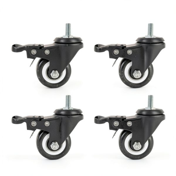 VWINDESK 2" M8 15mm Locking Caster Wheels Set of 4 Swivel Brake 220lb-1