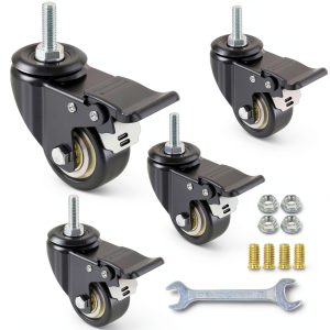 2 Inch Swivel Caster Wheels Set of 4 YEEMIGO Casters Soft Rubber Lock-0