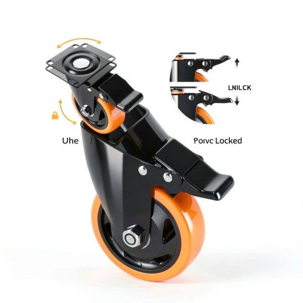 4 Inch Caster Wheels YUPEZOP Heavy Duty Plate Casters with Brake-2