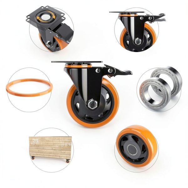 4 Inch Caster Wheels YUPEZOP Heavy Duty Plate Casters with Brake-3