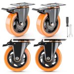 4 Inch Caster Wheels YUPEZOP Heavy Duty Plate Casters with Brake-0