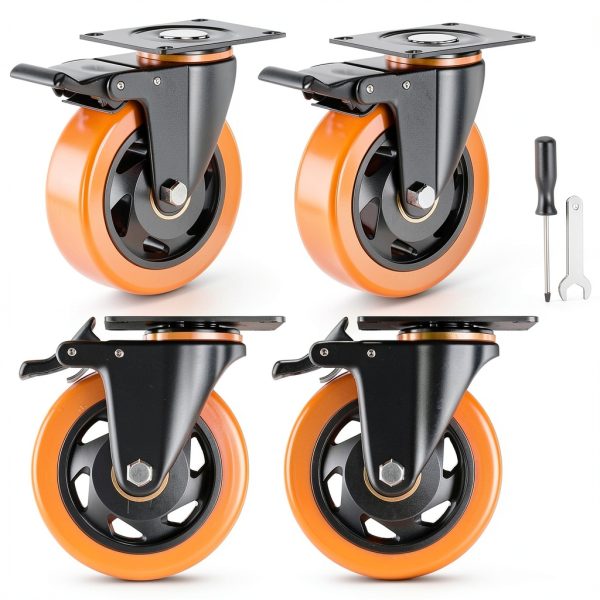 4 Inch Caster Wheels YUPEZOP Heavy Duty Plate Casters with Brake-0